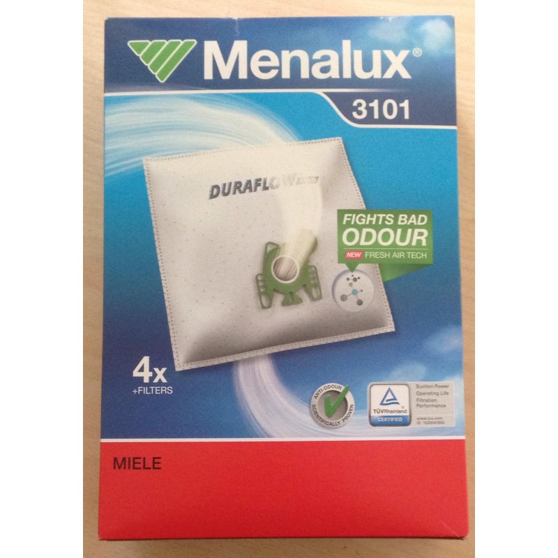 SACCHETTI ASPIRAPOLVERE MENALUX 3101 COMPATIBILE CON VARI MODELLI 4 PEZZI (COD 28620)  NUOVO