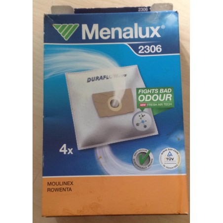 SACCHETTI ASPIRAPOLVERE MENALUX 2306P COMPATIBILE CON VARI MODELLI 4 PEZZI (COD 29412)  NUOVO