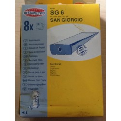 SACCHETTI ASPIRAPOLVERE INTERFILTER PER SAN GIORGIO COMPATIBILI CON VARI MODELLI DI ASPIRAPOLVERE (COD SG 6) - 8 PEZZI  NUOVO