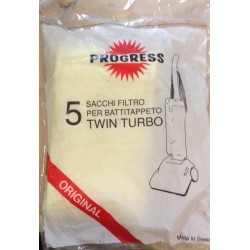 SACCHETTI PROGRESS ORIGINALI FILTRO PER BATTITAPPETO TWIN TURBO  - P55 X BTP1490 (COD 107003-07) - 5 PEZZI  NUOVO