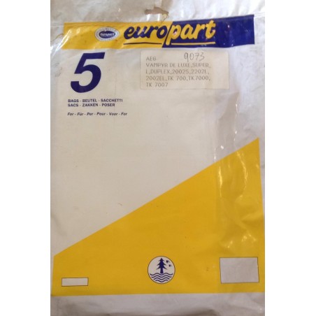 SACCHETTI ASPIRAPOLVERE EUROPART COMPATIBILE CON VARI MODELLI DI ASPIRAPOLVERE - 5 PEZZI (COD 9070)  NUOVO