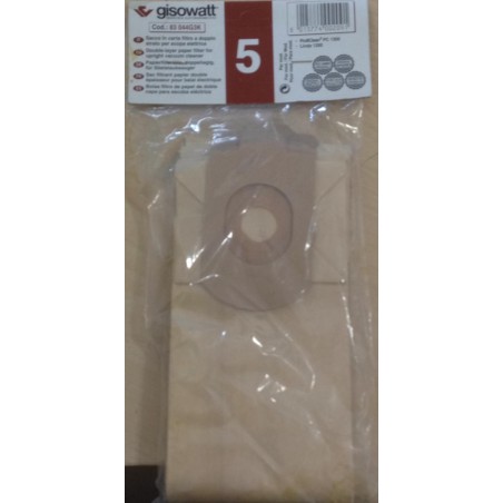 SACCHETTI ASPIRAPOLVERE GISOWATT PER MODELLI PROFICLEAN PC 1300/LINDA 1200 (COD 83044G3K) 5 PEZZI  NUOVO
