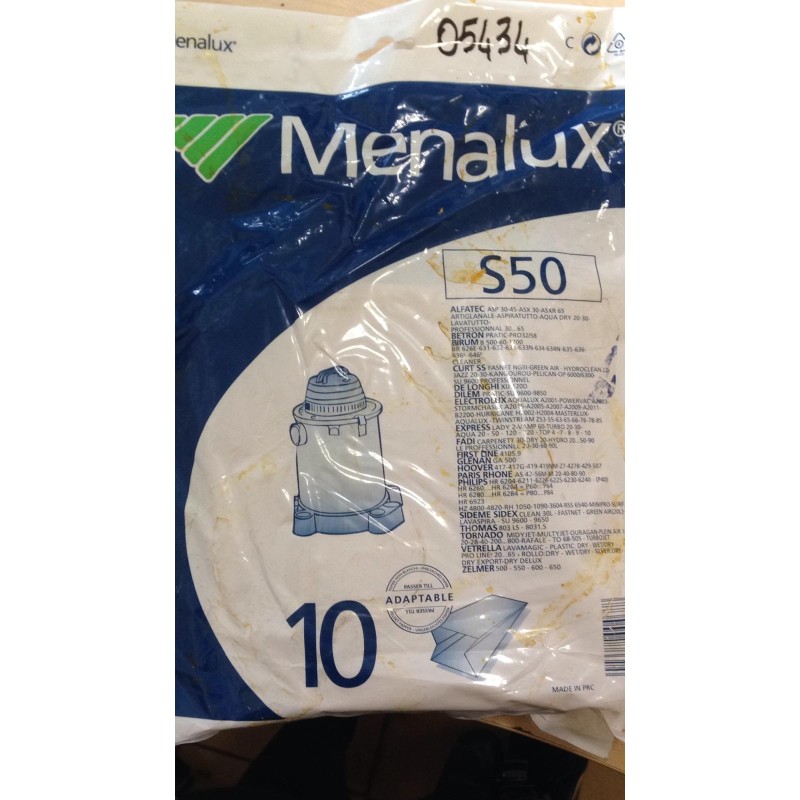SACCHETTI ASPIRAPOLVERE MENALUX S50 COMPATIBILE CON VARI MODELLI DI ASPIRAPOLVERE (COD 05434) 10 PEZZI  NUOVO