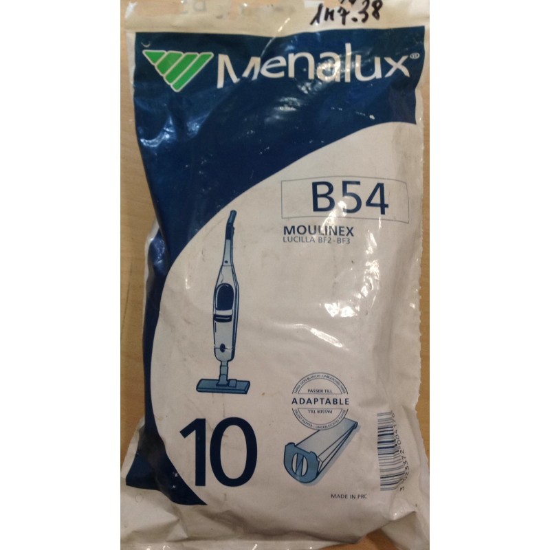 SACCHETTI ASPIRAPOLVERE MENALUX B54 COMPATIBILE CON VARI MODELLI DI ASPIRAPOLVERE (COD 14738) 10 PEZZI  NUOVO