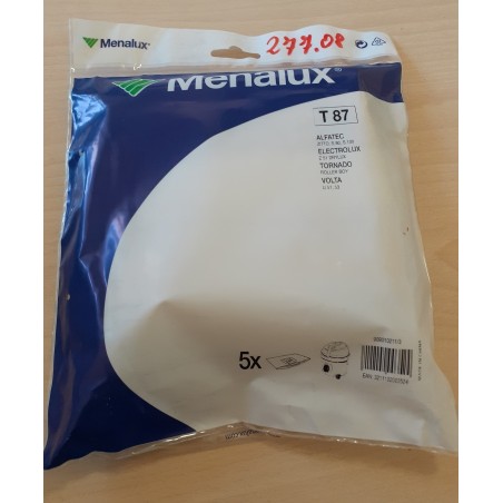 SACCHETTI ASPIRAPOLVERE MENALUX T87 COMPATIBILE CON VARI MODELLI DI ASPIRAPOLVERE (COD 277.08) 5 PEZZI  NUOVO