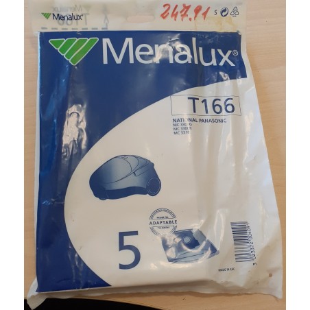 SACCHETTI ASPIRAPOLVERE MENALUX T166 COMPATIBILE CON VARI MODELLI DI ASPIRAPOLVERE (COD 247.91) 5 PEZZI  NUOVO