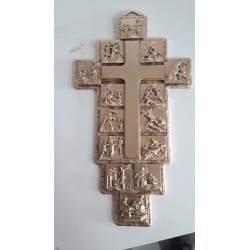 Crocifisso Via Crucis dorato 14 stazioni da 28 cm