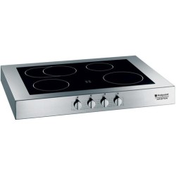 piano cottura Hotpoint XBC 901 K Nero, Argento, Superficie piana, Alogeno, Vetro-ceramica.