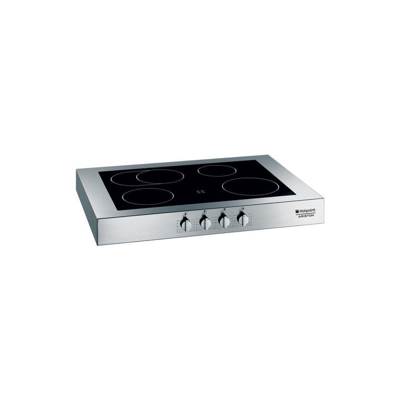 piano cottura Hotpoint XBC 901 K Nero, Argento, Superficie piana, Alogeno, Vetro-ceramica.