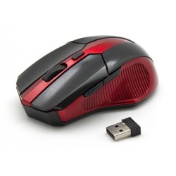 Mouse Ottico 6D Micro Ricevitore USB Wireless 800-1600 dpi Nero/Rosso   NUOVO