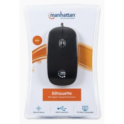 Mini Mouse Ottico USB Silhouette Cavo 1,2m Nero   NUOVO