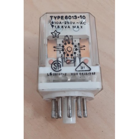 RELE' FINDER TYPE 6013-10 10A 250V AC 1,5 KVA MAX 12VDC  11 PIN  NUOVO
