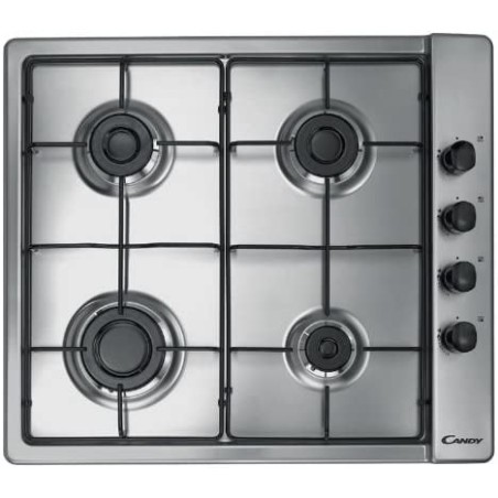 Candy CHW6LBX Incasso Piano Cottura a Gas, 4 Zone Cottura, Acciaio Inossidabile, 595x510x8 mm