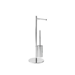 COLONNINA PORTAROTOLO E SCOPINO WC VIRGINIA GEDY ACCIAIO INOX E RESINE, CROMO LUCIDO 2132