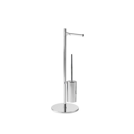 COLONNINA PORTAROTOLO E SCOPINO WC VIRGINIA GEDY ACCIAIO INOX E RESINE, CROMO LUCIDO 2132