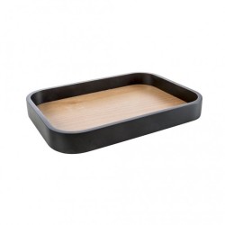 Vassoio in legno di pesco e ceramica finitura nero matto Plain Cipì