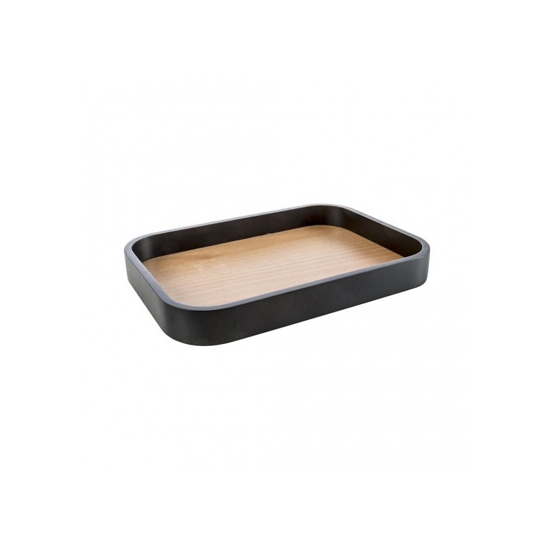Vassoio in legno di pesco e ceramica finitura nero matto Plain Cipì