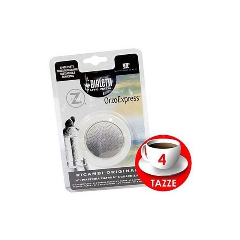 BIALETTI ORZO EXPESS RICAMBIO ORIGINALE 4 TAZZE 2 GUARNIZIONI GOMMA + 1 FILTRO