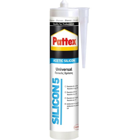 PATTEX Silicon5 Sigillante siliconico Acetico universale 280ml Bianco