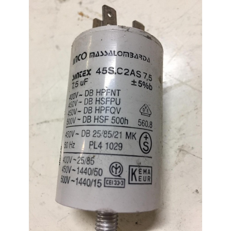 CONDENSATORE SINTEX 45S.C2AS 7,5 PER LAVATRICE CANDY USATO