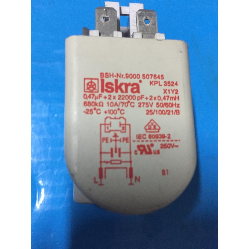 Filtro Antidisturbo Lavatrice Bosch Siemens 9000507645 Iskra KPL 3524 - Usato