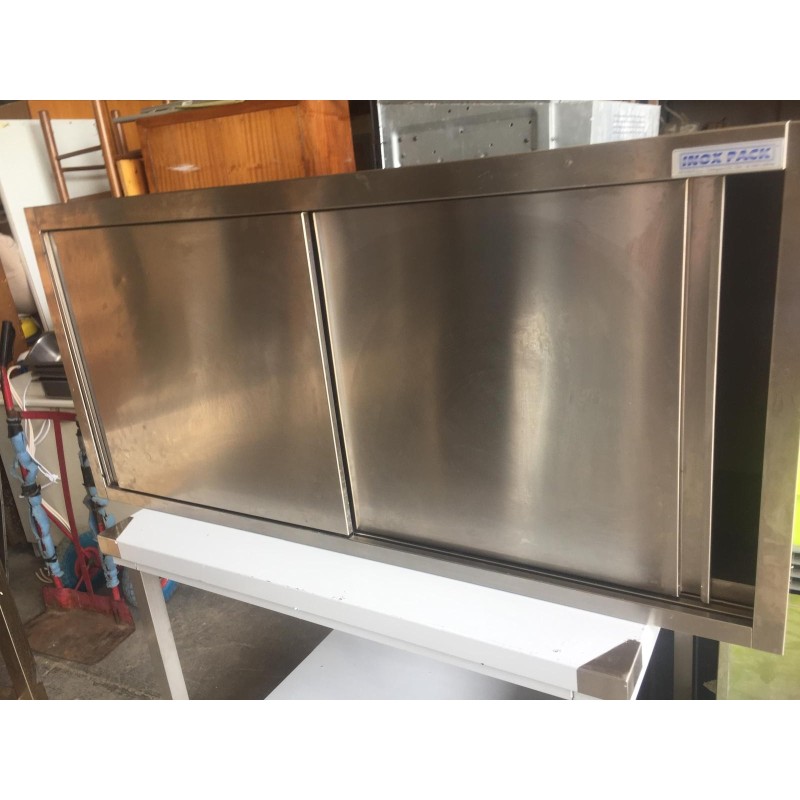 PENSILE IN ACCIAIO INOX PORTE SCORREVOLI CON 1 RIPIANO USATO