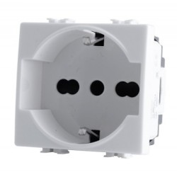 MAPAM Presa Schuko Unel (16A-250V) Joy 514B Bianco T3 compatibile Bticino Matix