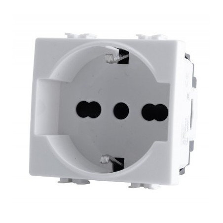 MAPAM Presa Schuko Unel (16A-250V) Joy 514B Bianco T3 compatibile Bticino Matix