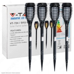 V-TAC VT-724 4 LAMPADE LED 1W DA GIARDINO IP44 RICARICABILI CON PANNELLO SOLARE