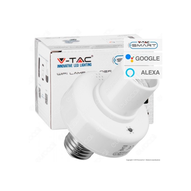 V-TAC SMART VT-5007 PORTALAMPADA PER LAMPADINE E27 WI-FI gestione via app