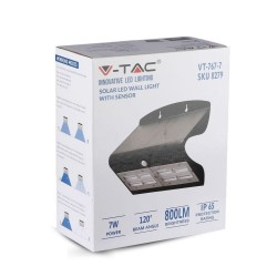 LAMPADA LED CON SENSORE E PANNELLO SOLARE V-TAC VT-767-7 7W IP65