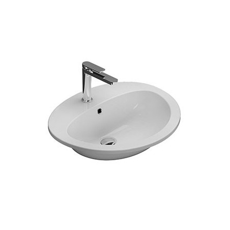 Lavabo incasso monoforo bianco lucido 56x48 cm