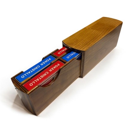 Cofanetto in legno con 4 mazzi di carte da Poker o Burraco Modiano
