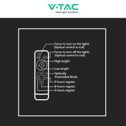 V-TAC VT-240W FARO LED FLOODLIGHT 30W IP65 COLORE NERO CON PANNELLO SOLARE E TELECOMANDO