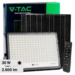 V-TAC VT-240W FARO LED FLOODLIGHT 30W IP65 COLORE NERO CON PANNELLO SOLARE E TELECOMANDO