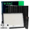 V-TAC VT-240W FARO LED FLOODLIGHT 30W IP65 COLORE NERO CON PANNELLO SOLARE E TELECOMANDO