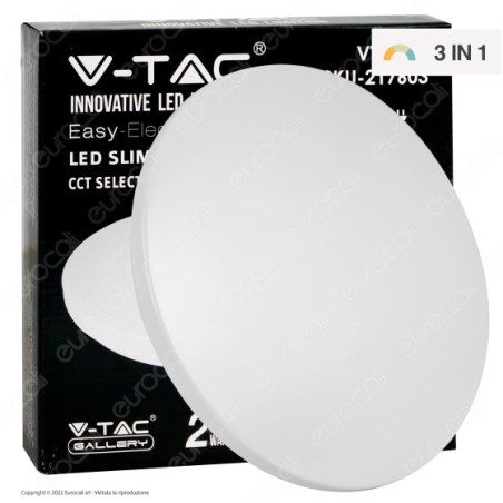 V-TAC GALLERY VT-8412 PLAFONIERA LED ROTONDA 12W SMD CHANGING COLOR CCT 3IN1 CON DRIVER