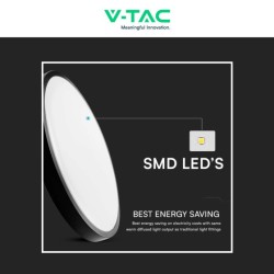 V-TAC VT-8630 PLAFONIERA LED ROTONDA 36W SMD IP44 COLORE NERO