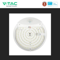 V-TAC PRO VT-81004 PLAFONIERA LED ROTONDA 15W SMD CHIP SAMSUNG SENSORE PIR MOVIMENTO CREPUSCOLARE IP44 COLORE BIANCO
