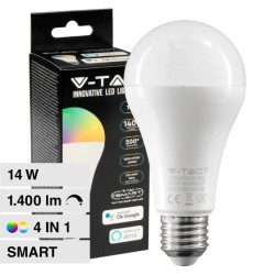 V-TAC SMART VT-5142 LAMPADINA LED WI-FI E27 14W BULB A65 GOCCIA RGB+W CHANGING COLOR CCT