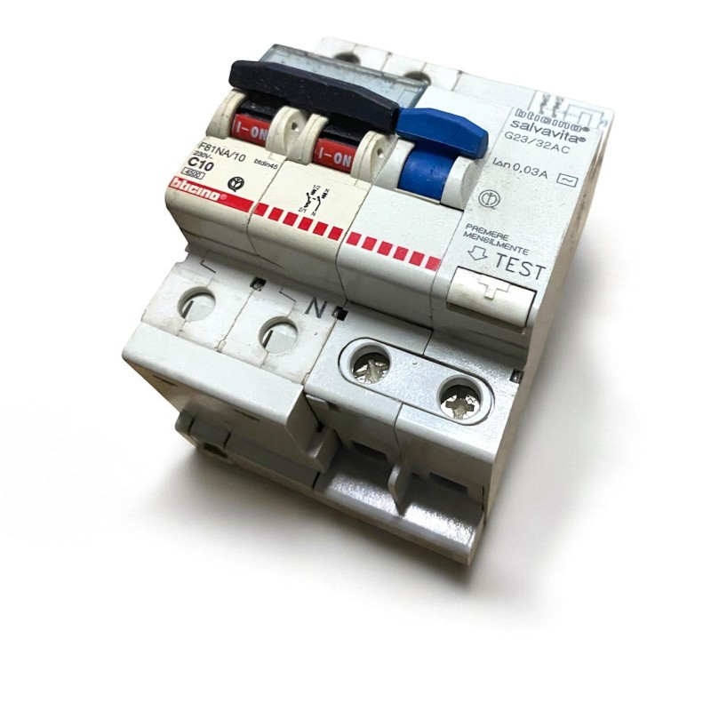 Interruttore magnetotermico Bticino, modello F81NA/10 + Salvavita G43/32AC