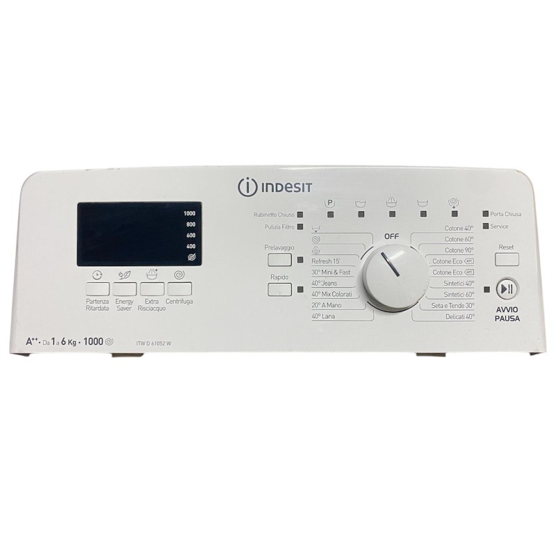 FRONTALE PANNELLO DI COMANDO PER LAVATRICE INDESIT ITW D 61052 W