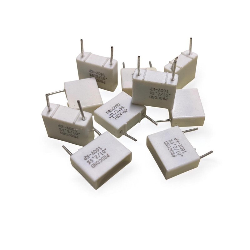 10 PZ. Condensatore in poliestere 0,01 µF 2.5% 160 V KP
