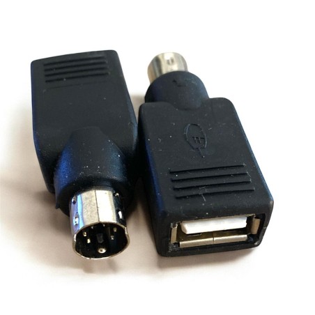 ADATTATORE CONVERTITORE PS2 MASCHIO A USB FEMMINA PER MOUSE E TASTIERA, NERO