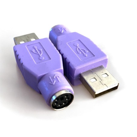 ADATTATORE CONVERTITORE PS2 FEMMINA 6P A USB MASCHIO PER MOUSE E TASTIERA, VIOLA