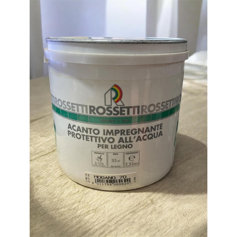 Rossetti Acanto - Impregnante Protettivo all’Acqua per Legno - Mogano 70 (2,5L)