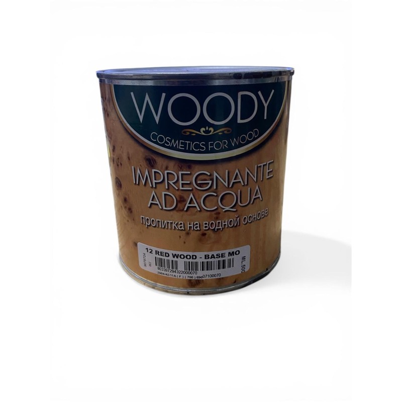 Woody "Cosmetics for Wood" – Impregnante all'Acqua (500ml) COLORE 12 RED WOOD (LEGNO ROSSO)