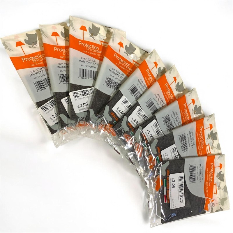 Lotto 9 Feltrini Adesivi MARRONI 100x100 mm Plast Group Sedie Mobili