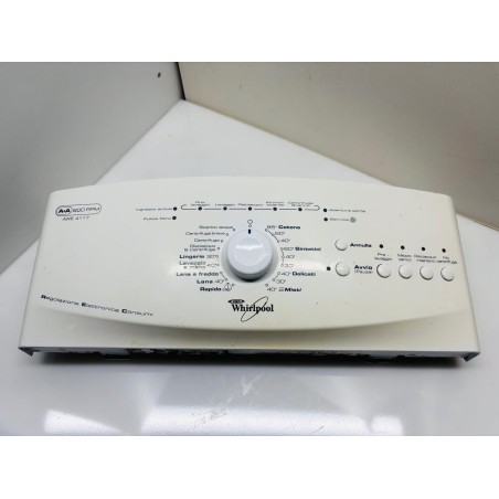 Mascherina Cruscotto Frontale Completa con Manopola e Scheda Tasti LED per Lavatrice Whirlpool AWE 4117 - Cod. 461971403791-01