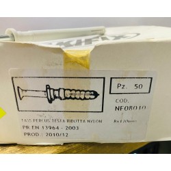 Lotto da 15 pz. Tasselli a Percussione a Testa Ridotta in Nylon Akifix 8x120 mm - Cod. NF08010